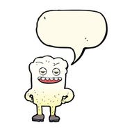cartoon tooth looking smug with speech bubble N11