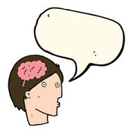 cartoon man with brain symbol speech bubble N13