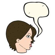 cartoon staring woman with speech bubble N31