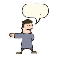 cartoon man gesturing direction with speech bubble N7