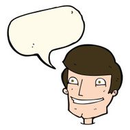 cartoon grinning man with speech bubble N51