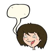 cartoon happy girl with speech bubble N52