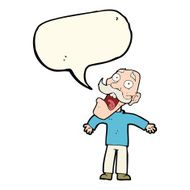 cartoon terrified old man with speech bubble N13