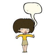 cartoon woman giving thumbs up symbol with speech bubble N41