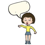 cartoon surprised woman with speech bubble N150