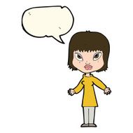cartoon woman with open arms speech bubble N62
