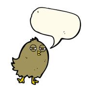 funny cartoon bird with speech bubble N82