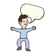 cartoon man panicking with speech bubble N35