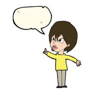 cartoon woman arguing with speech bubble N6