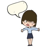 cartoon curious woman with speech bubble N36