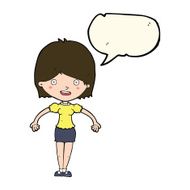 cartoon happy woman with speech bubble N154