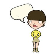cartoon friendly woman with speech bubble N44