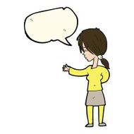 cartoon woman gesturing with speech bubble N19