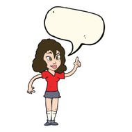 cartoon pretty woman with idea speech bubble N44