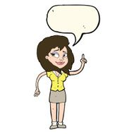 cartoon pretty woman with idea speech bubble N45