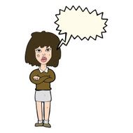 cartoon tough woman with folded arms speech bubble N7