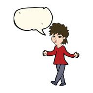 cartoon woman shrugging shoulders with speech bubble N304