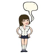 cartoon woman with hands on hips speech bubble N134