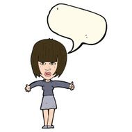 cartoon annoyed woman with speech bubble N113