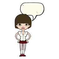 cartoon woman with hands on hips speech bubble N135