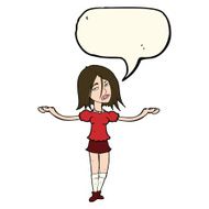 cartoon woman shrugging shoulders with speech bubble N306