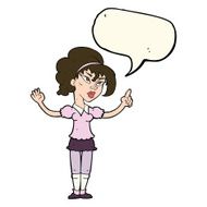 cartoon woman with idea speech bubble N152