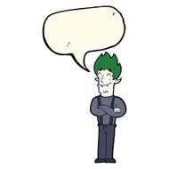 cartoon happy vampire man with speech bubble N19