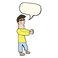 cartoon grinning man wearing glasses with speech bubble N7