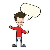 cartoon nervous man with speech bubble N84