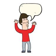 cartoon nervous man with speech bubble N85