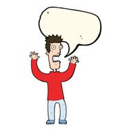 cartoon terrified man with speech bubble N131