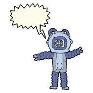 cartoon deep sea diver with speech bubble N19