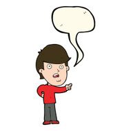 cartoon shocked man pointing with speech bubble N7