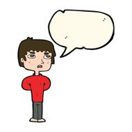 cartoon unhappy man with speech bubble N7