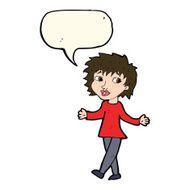 cartoon woman with no worries speech bubble N25