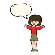 cartoon excited woman with speech bubble N79