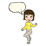 cartoon pretty woman waving with speech bubble N55