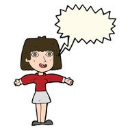 cartoon excited woman with speech bubble N80