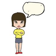 cartoon woman with crossed arms speech bubble N31