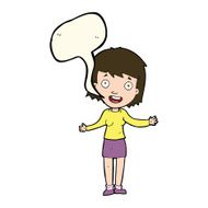 cartoon excited woman with speech bubble N81