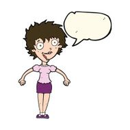 cartoon excited woman with speech bubble N82