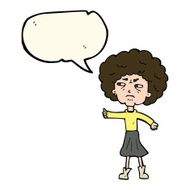 cartoon annoyed old woman with speech bubble N13