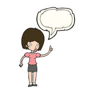 cartoon woman with idea speech bubble N153