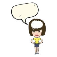cartoon woman thinking with speech bubble N23