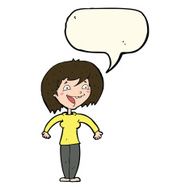cartoon excited woman with speech bubble N84