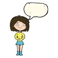 cartoon happy woman with speech bubble N155