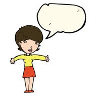 cartoon woman giving thumbs up symbol with speech bubble N42