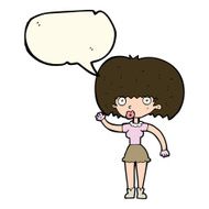 cartoon woman waving with speech bubble N211