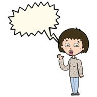 cartoon woman waving with speech bubble N212