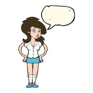 cartoon pretty woman with speech bubble N170